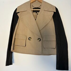 Rachel Zoe Tan and Black Leather Sleeved Women's Jacket